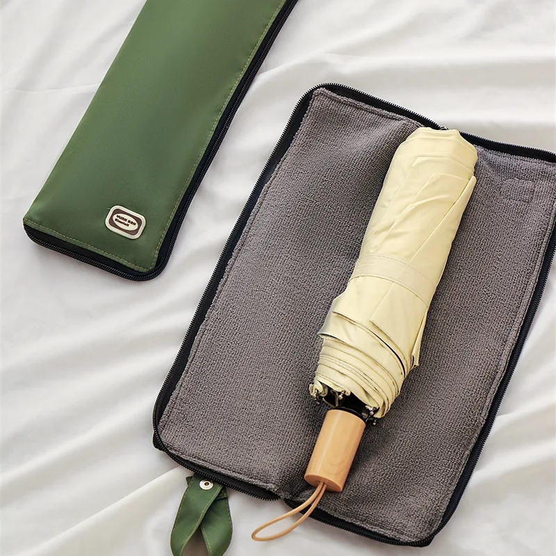 

Water Absorbent Zippered Umbrella Storage Bag Portable Wet Umbrella Pouch With Towel Lining For Car Travel
