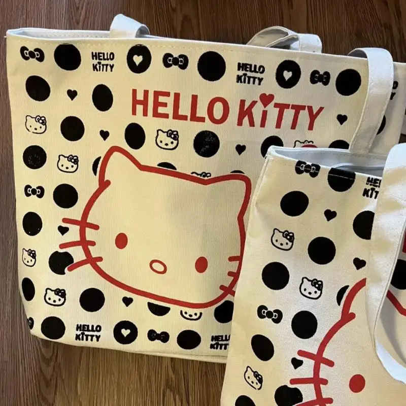 

Sweet Kawaii Hello Kitty Anime Sanrio Canvas Bag Cute Cartoon Fashion Printed Portable Shoulder Storage Bag Gifts for Girls