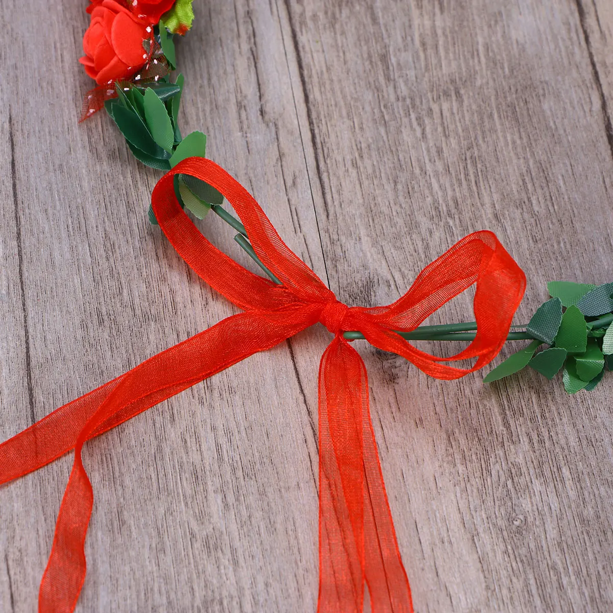 

Adjustable Floral Headband Wedding Hair Wreath Red Bright Exquisite Design Elegant Bridal Garland Party Accessory Flower