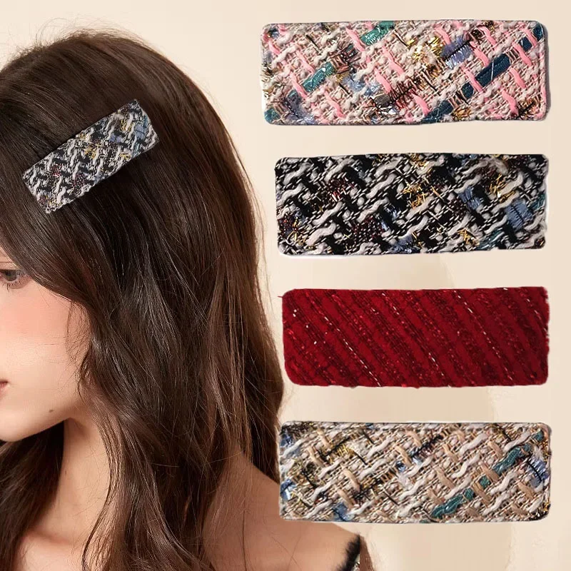 4 шт., модные расширенные классические стильные вязаные заколки для волос BB, заколка для волос для девочек и женщин, винтажные аксессуары для волос, орнамент