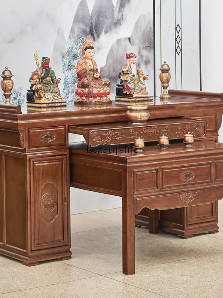 Solid wood table incense case Chinese table Buddha table Vintage Shentai cabinet Household