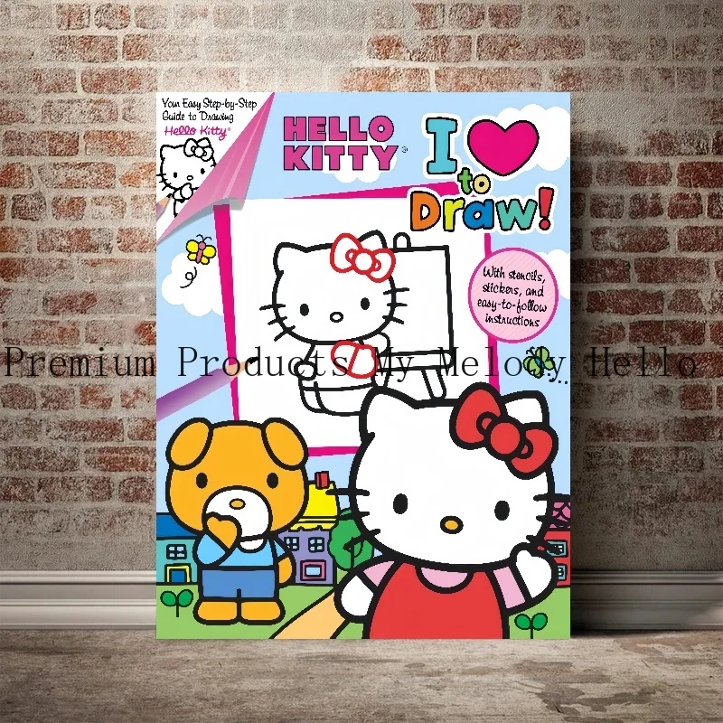 Affiche Hello Kittile de Sanurgente, Affiche de Périphérique d'Anime, Art Mural de Dessin Animé Moderne, Peinture sur Toile Imprimée, Image de Chambre, Cadeau de Décoration de Maison