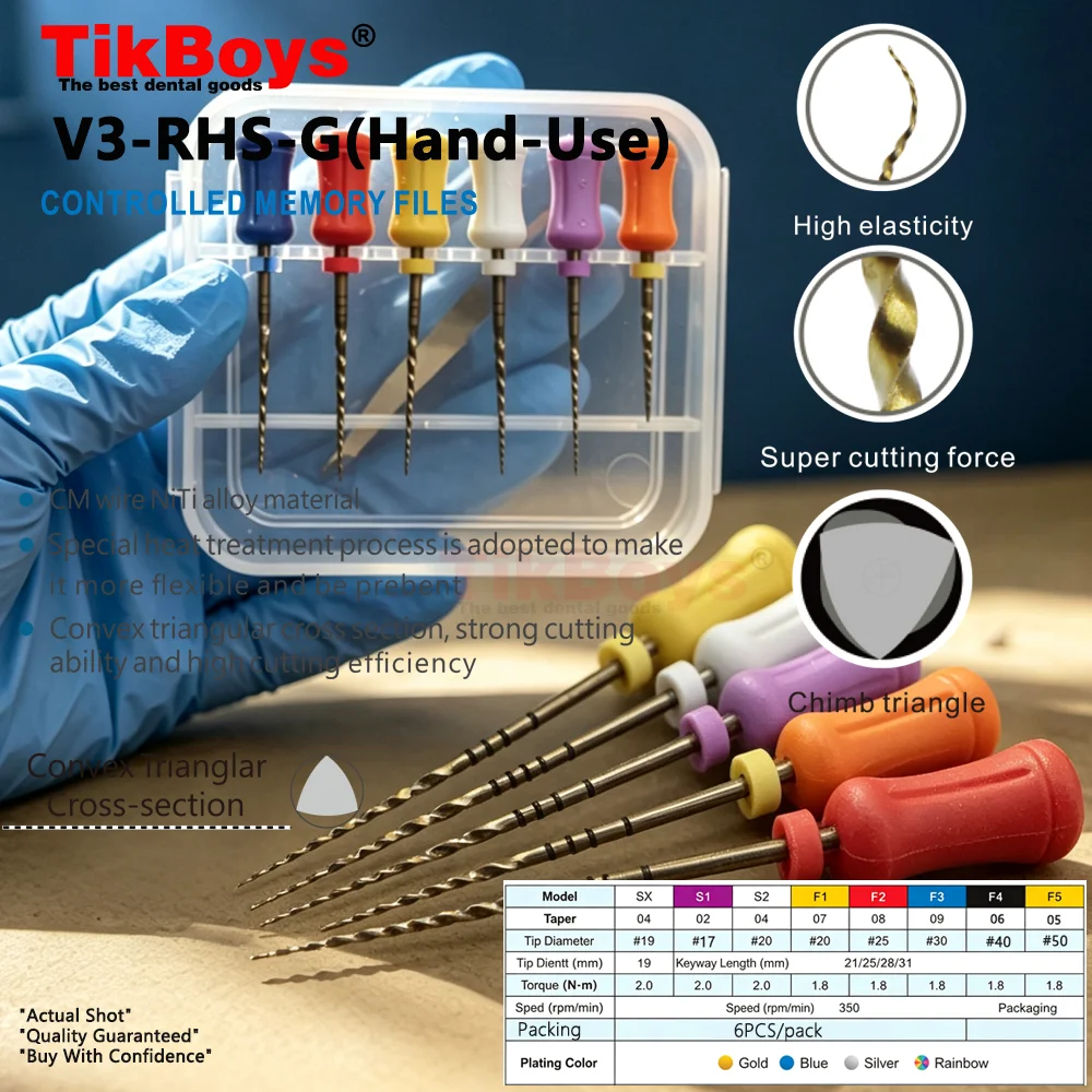 6Pcs/Box Dental F4 F5 Endodontic NiTi Hand Use Heat Activated Rotary File SX-F3 25mm Root Canal Super Files Dentist Accessory
