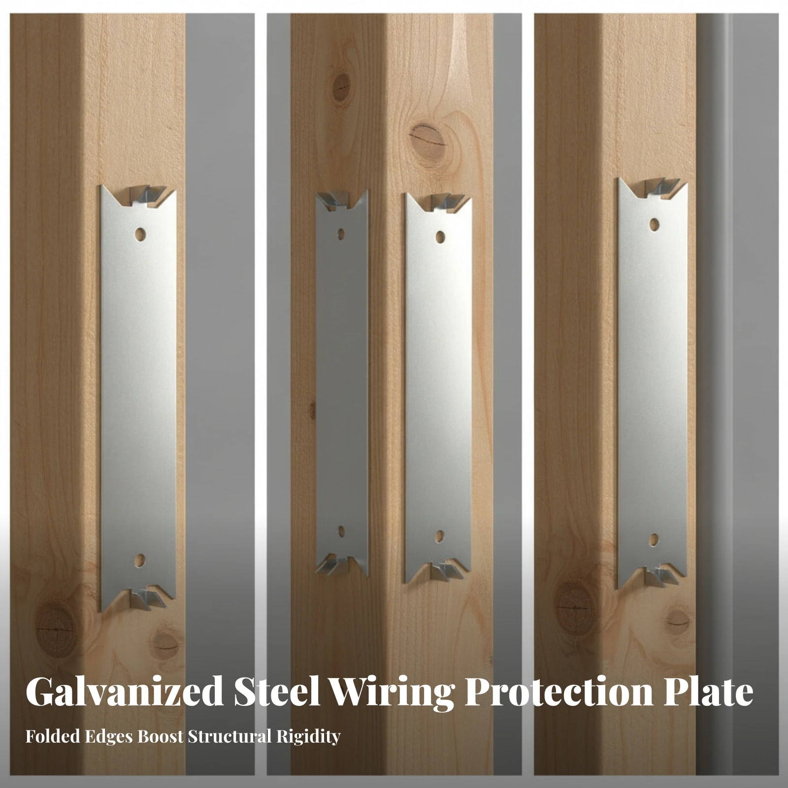 50 Pieces Hardware Rust-Resistant Galvanized Steel Cable Guard Wood Stud Cable Safety Plate Sharp Prong Design for Electricians