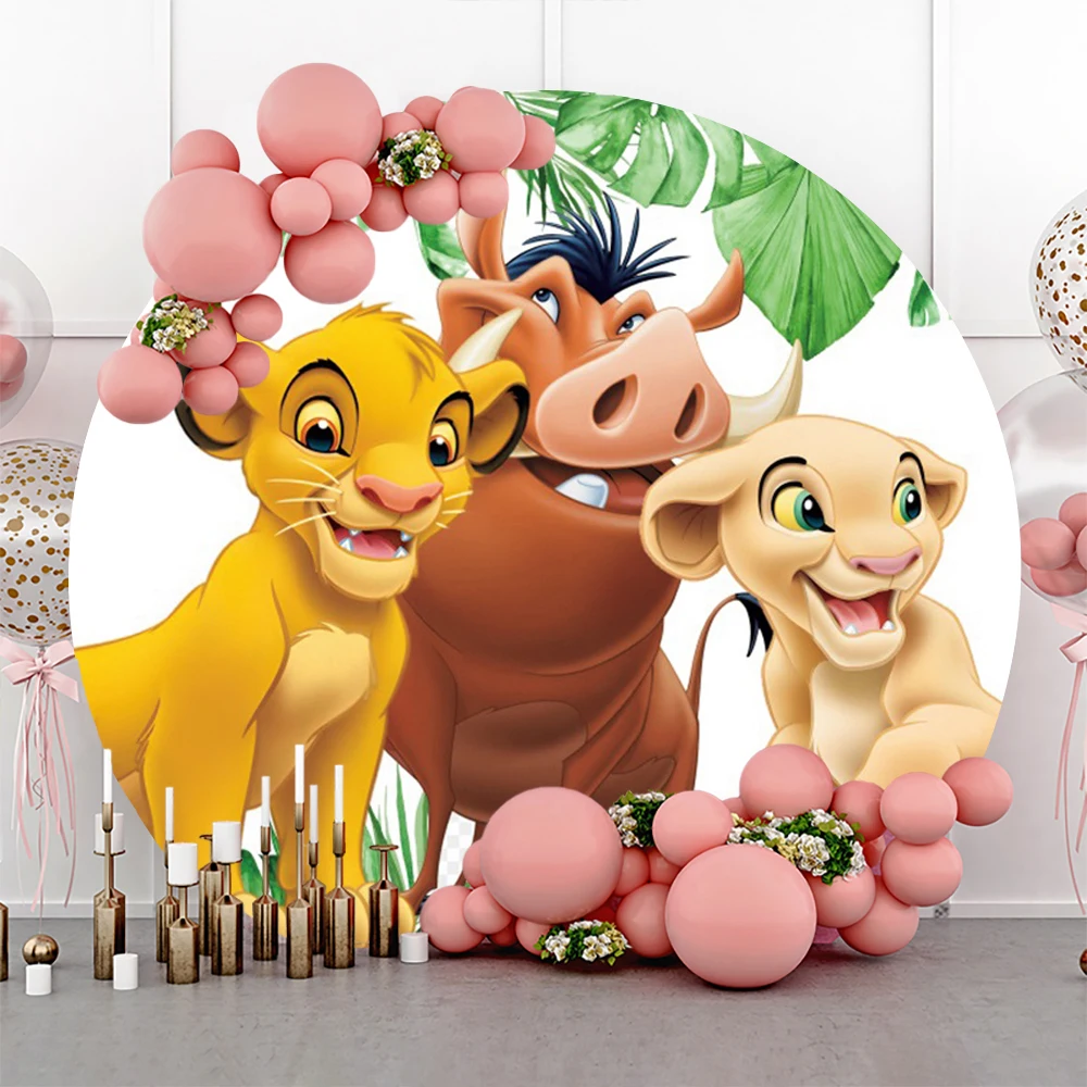 Simba The King Lion Birthday Party Decoration Props Round Backdrop Photo Background For Photography Baby Shower Boy Photozone