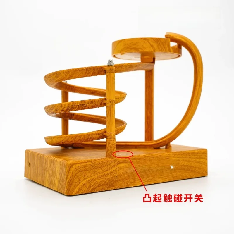 Wooden Perpetual Motion Marble Track Model Touch Switch Dynamic Desktop Decor Ornament