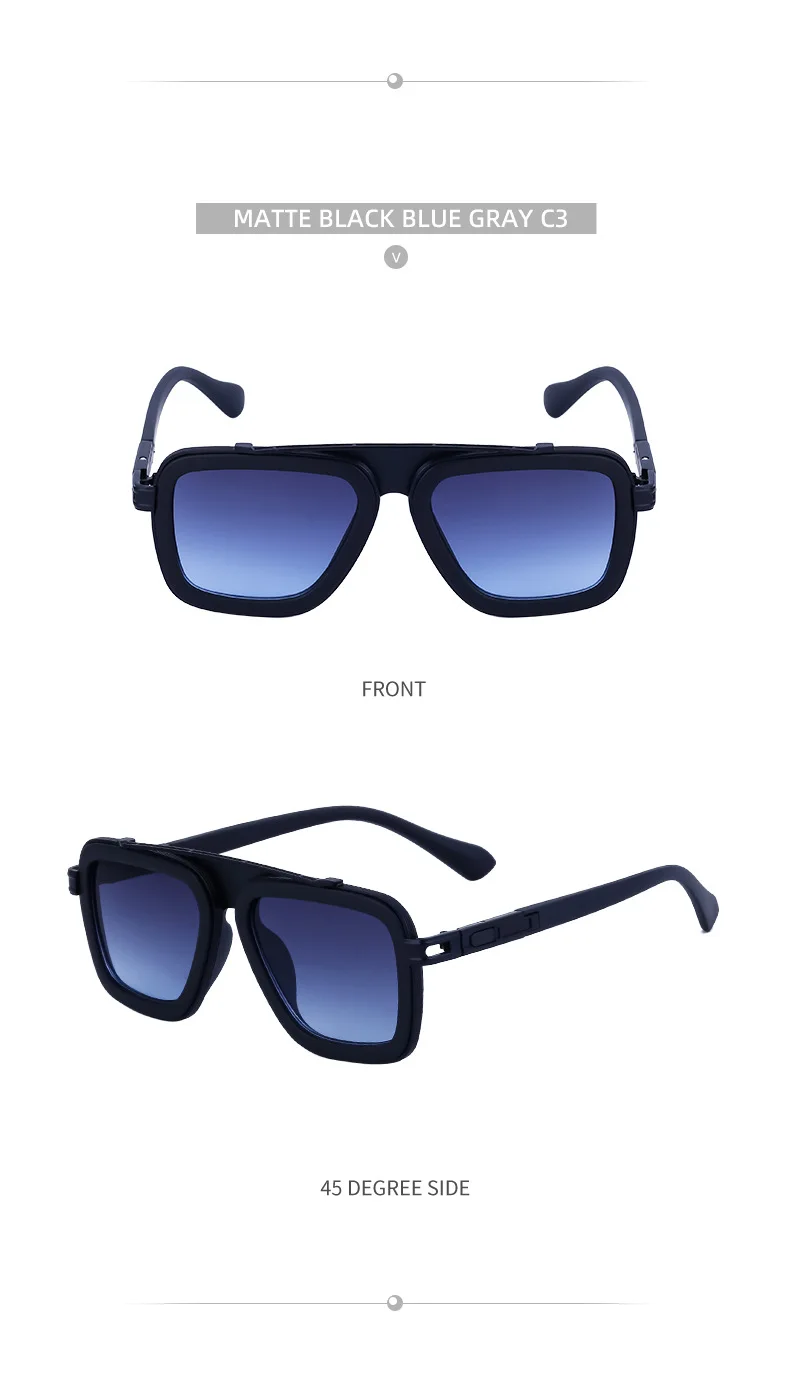 Modische Eckige Punk-Sonnenbrille für Herren 2026 Luxusmarke Vintage Retro Sonnenbrillen für Männer Steampunk Anti-Blaulicht-Brillen – Detail 17