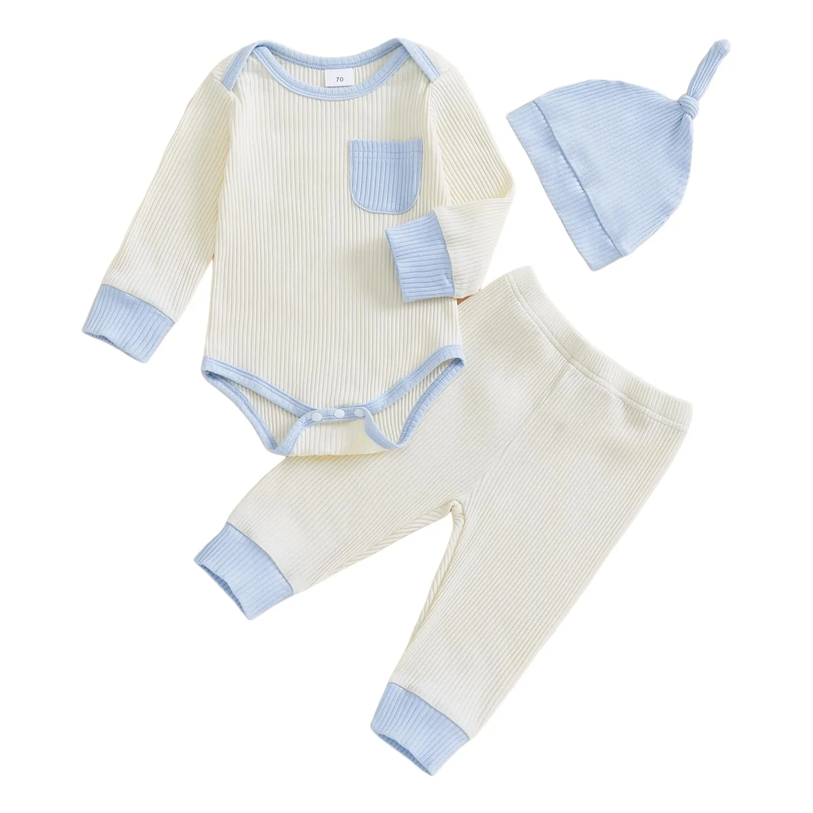 Roupas de bebê para meninas, bebê recém-nascido, menino, menina, bloco de cores, com nervuras, macacão, calças, conjunto de chapéu, menina 4