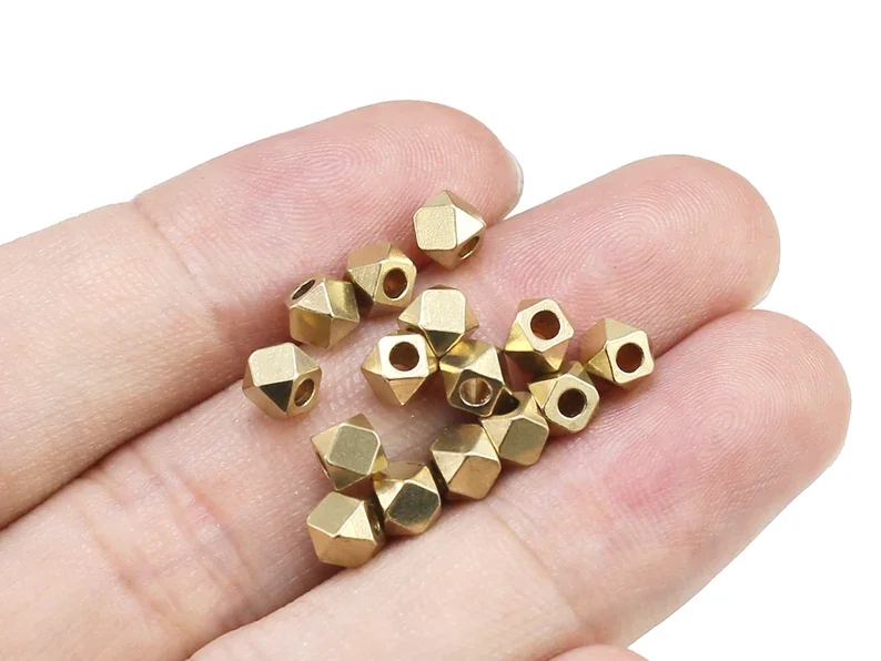 Faceted Brass Bead, Triangle Cut Square, Raw Brass Spacer Slider, 2mm 2.5mm 3mm 4mm, Bead Bracelet Making, Jewelry Making -R2349