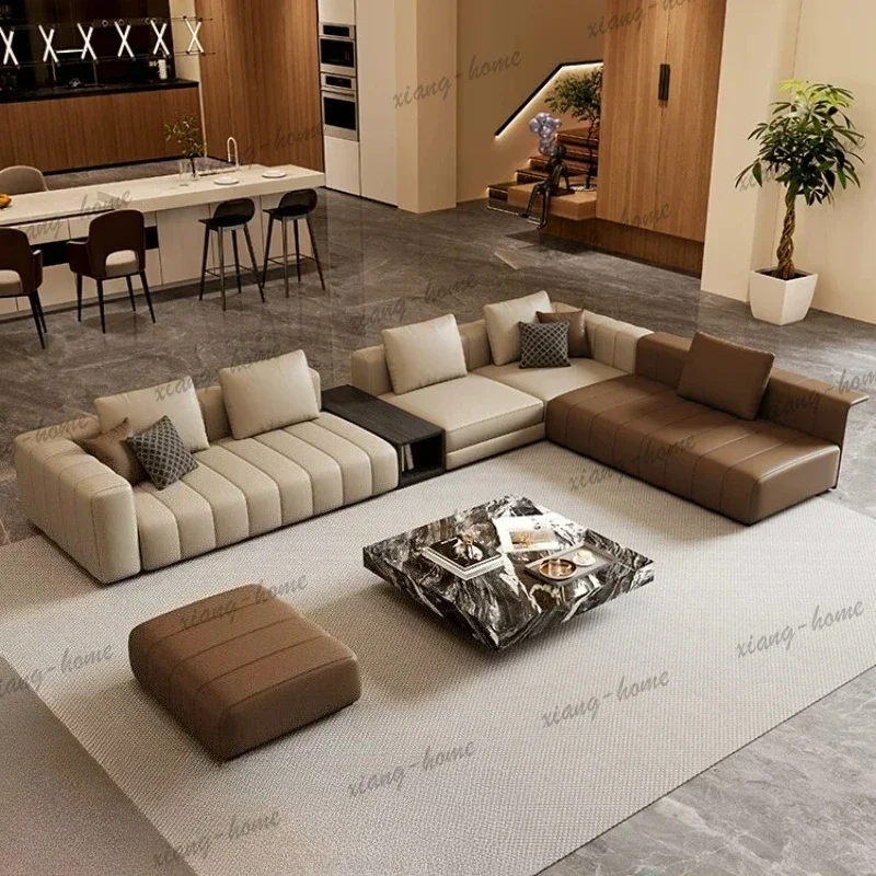 LSModern light luxury leather combination sofa living room sofas and seating furniture 340cm 360cm 366cm 406cm 446cm 486cm couch