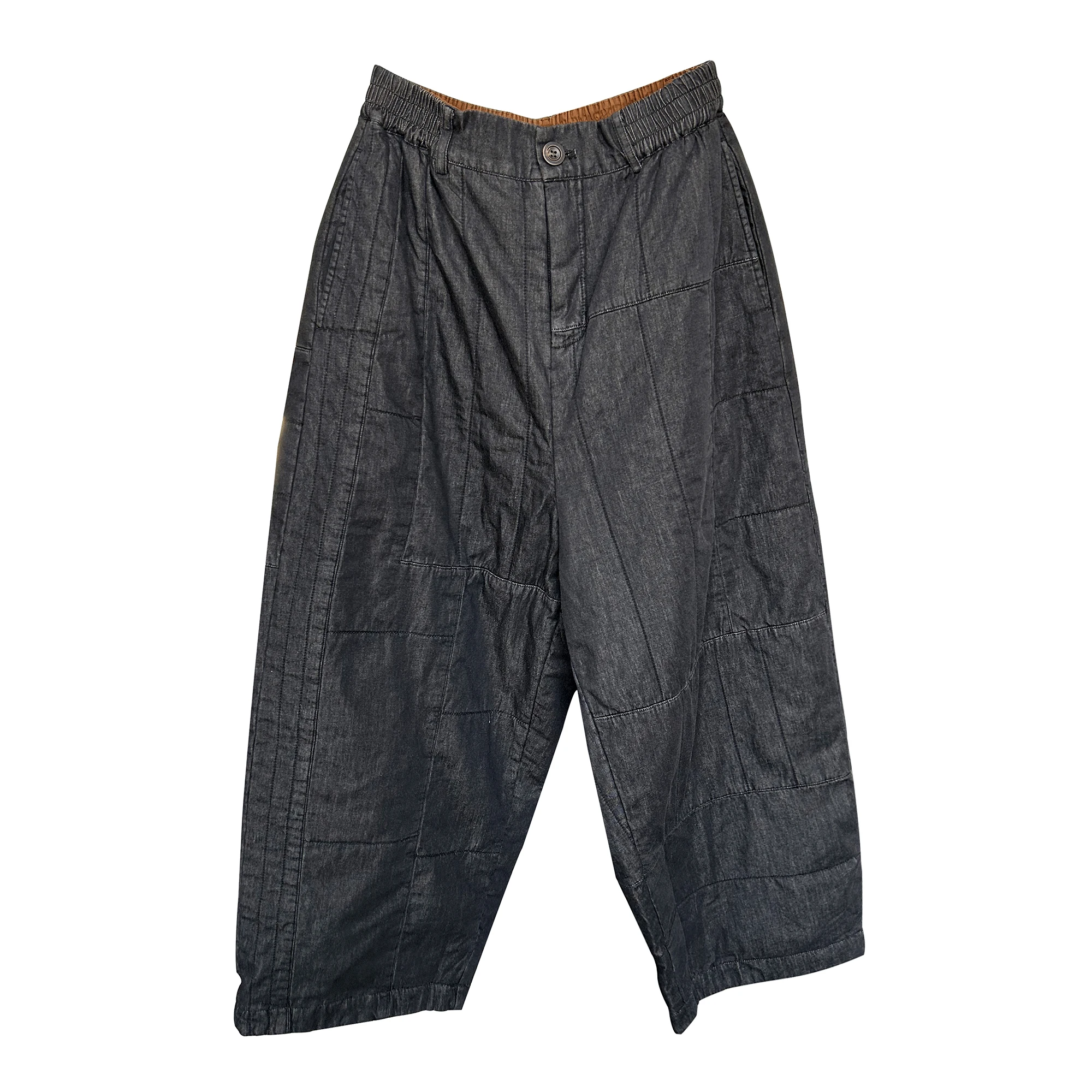 

Брюки из чистого хлопка в стиле ретро с пэчворком, на пуговицах, прямого кроя, повседневные, для женщин, от Koran Wood