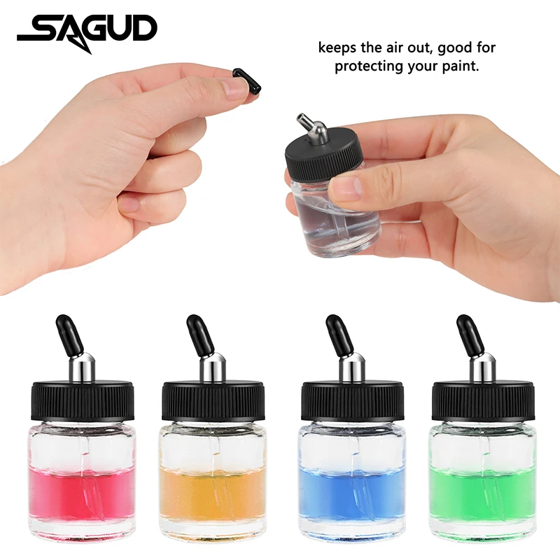 SAGUD 30/50/100 PCS Airbrush Bottles Caps Airbrush Jar Pour Covers Siphon Adapter Spout Pot Protection for Airbrush Bottle Jar