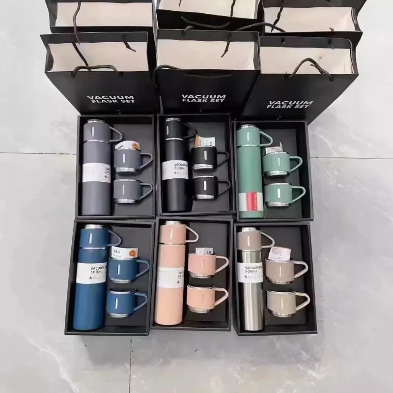 3 Stück/Set isolierte Tasse aus Edelstahl, Teetasse, eine Tasse mit drei Deckeln, Werbegeschenkbox-Set, Wasserbecher für den Außenbereich