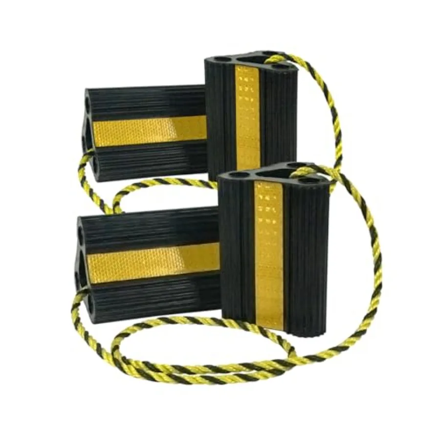 

RV Wheel Chocks for RV Tire Chock Block Camper Travel Trailer Car Truck, Upgrade Rubber Wheel Chocks with Rope, Easy to Use, Wh