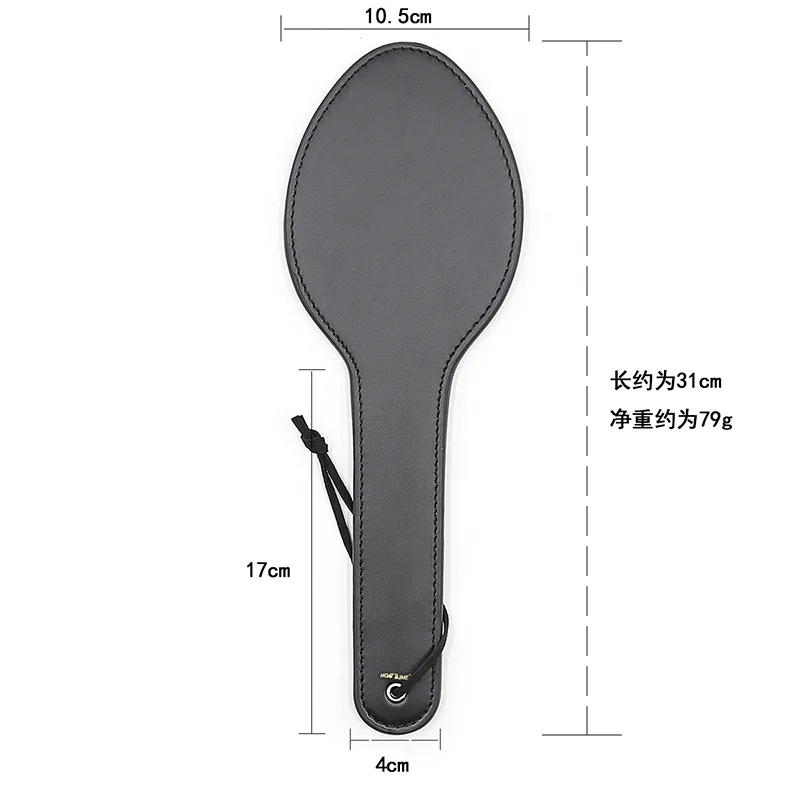 Paleta elíptica de cuero negro de 31cm, accesorio para montar cultivos, látigos Flogger, pinchos de 10,5 cm de ancho