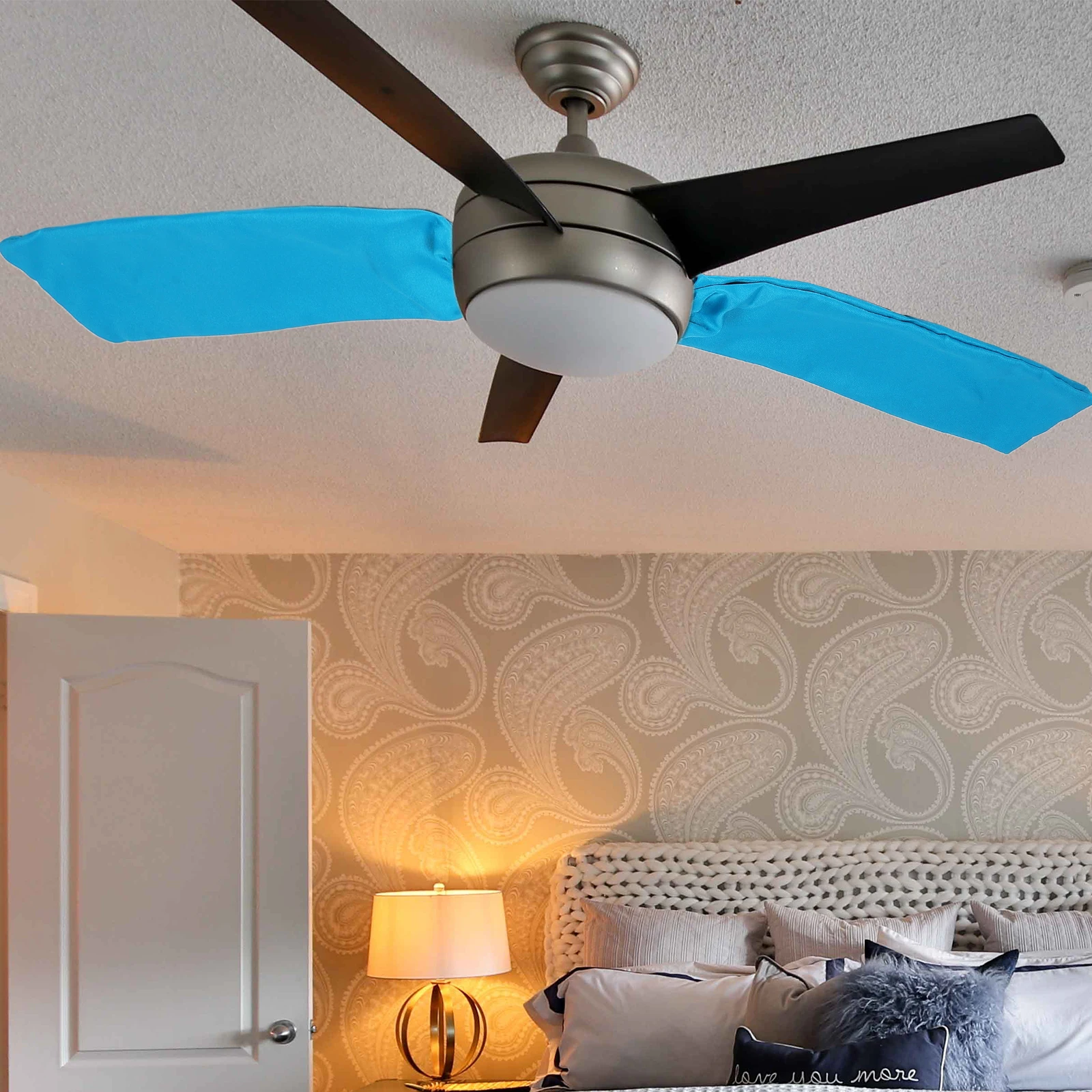 

4pcs Dust Cover for Ceiling Fan Blades Cloth Barrel Full Coverage Easy Installation Wide Applicability Outdoor Indoor