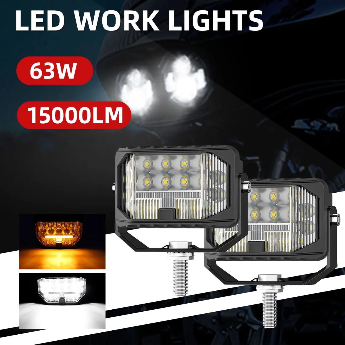 

2PCS 3‘’ Motorcycle LED Headlight 63W High Power Led Work Light LED Light Bar Offroad Spot Flood For Car 4WD Trucks Trailer