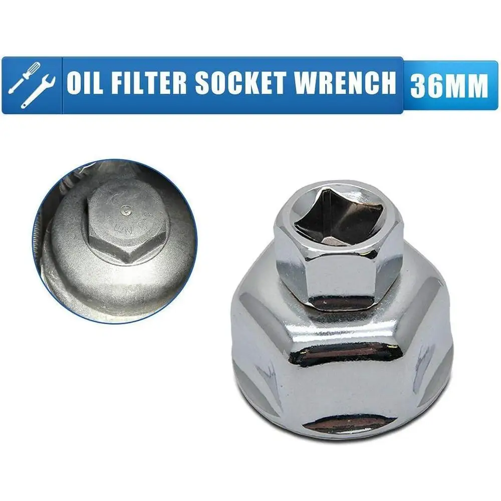 1pc 36mm Oil Filter Wrench Low Profile Socket Tool to Remove Cartridge Style Housing Canister Cap Oil Filter Wrench Metric