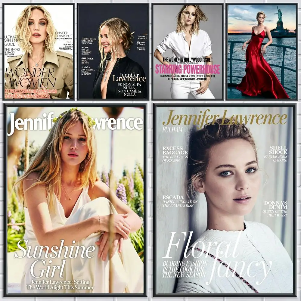 actress Jennifer Lawrence Poster Poster HD Self Adhesive Waterproof Art Print Wall Decor for Bedroom Living Room Home Gift