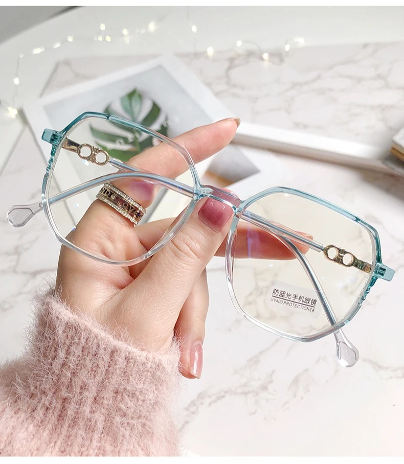Modische Myopiebrille mit großem Rahmen, hochauflösende Anti-Blaulicht-Brille für Frauen, ultraleichte Computerbrille – Detail 11