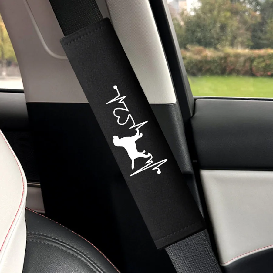 2pcs Car Seat Belt Cover, Embroidered Heart-Shaped Dog Pattern Shoulder Protector, Soft and Comfortable, Car Interior Accessorie