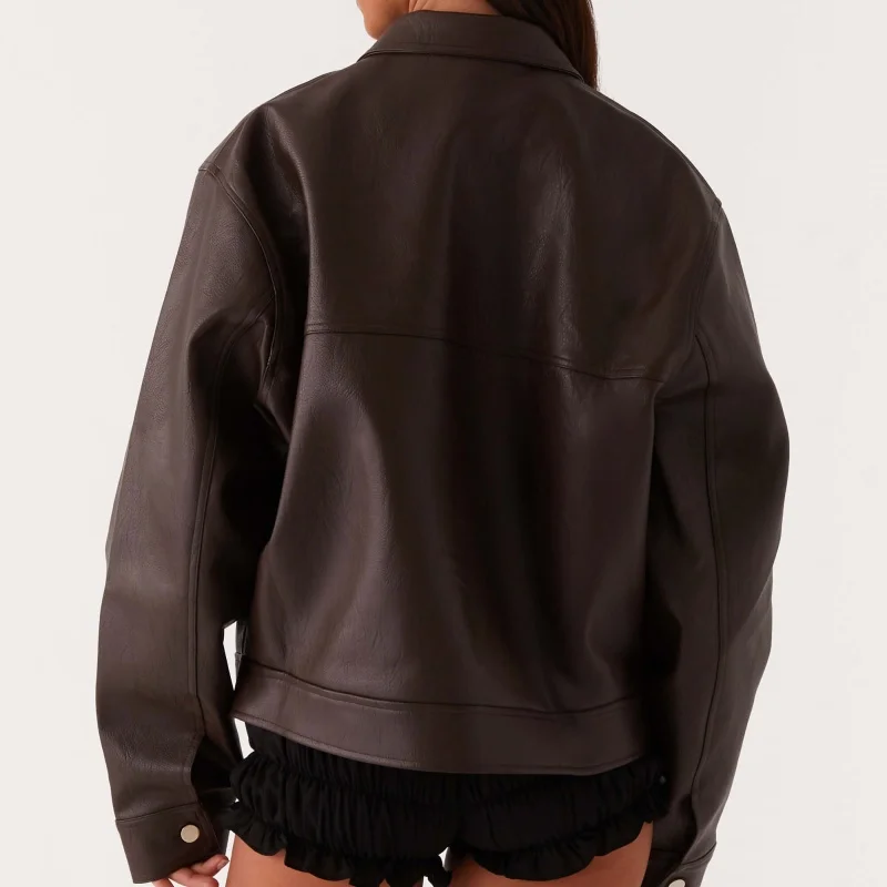 

Винтажная мотоциклетная куртка из искусственной кожи, черное пальто из искусственной кожи, повседневный однотонный кардиган на молнии с длинными рукавами, верхняя одежда, уличная одежда