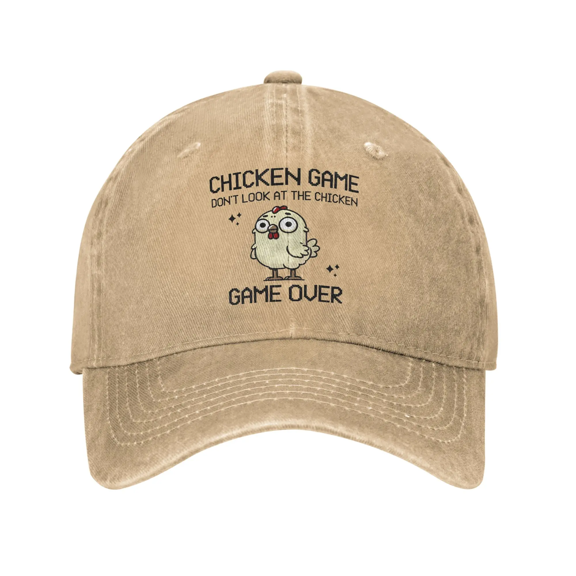 Chicken Game  Humor Baseball Cap Fashion Distressed Cotton Dont Look At The Chicken  Headwear Unstructured Soft Hats Cap