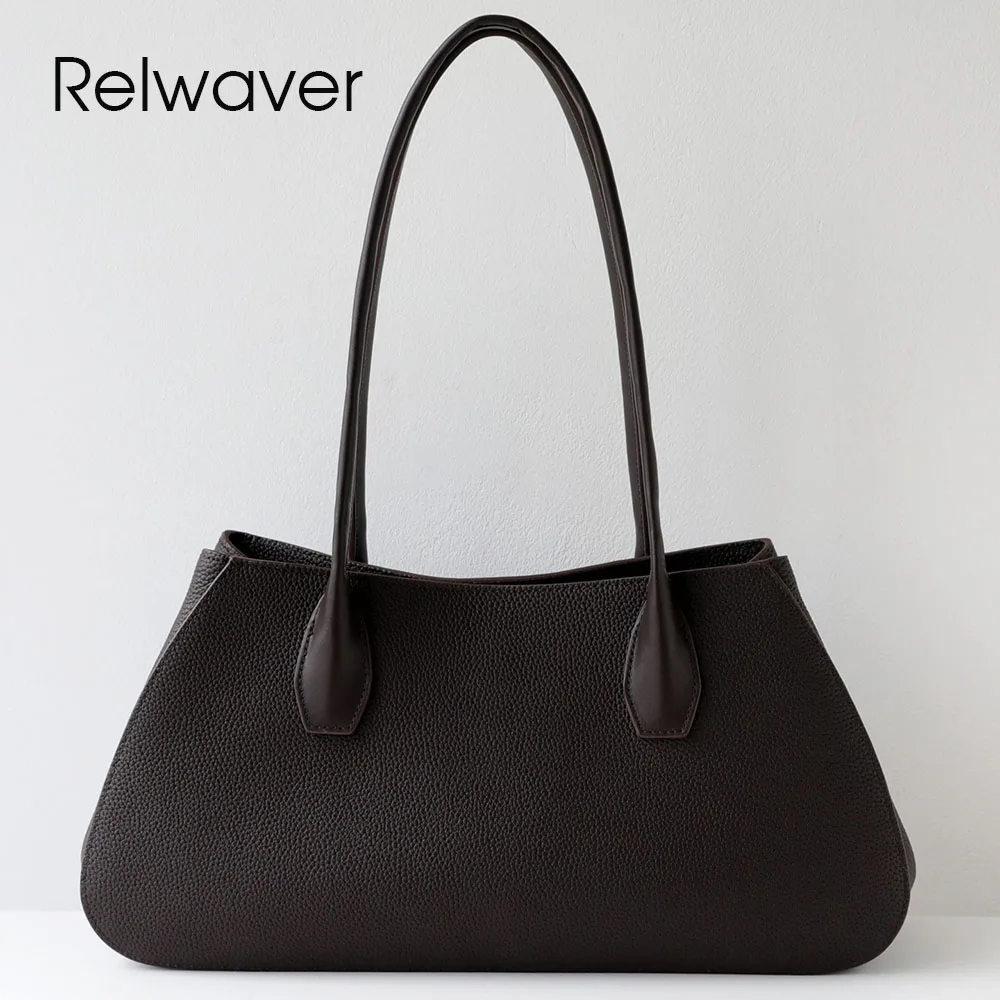 Relwaver 여성 겨드랑이 가방 천연 가죽 토트백 여성 핸드백 2026 봄 다용도 출퇴근용 여성 핸드백