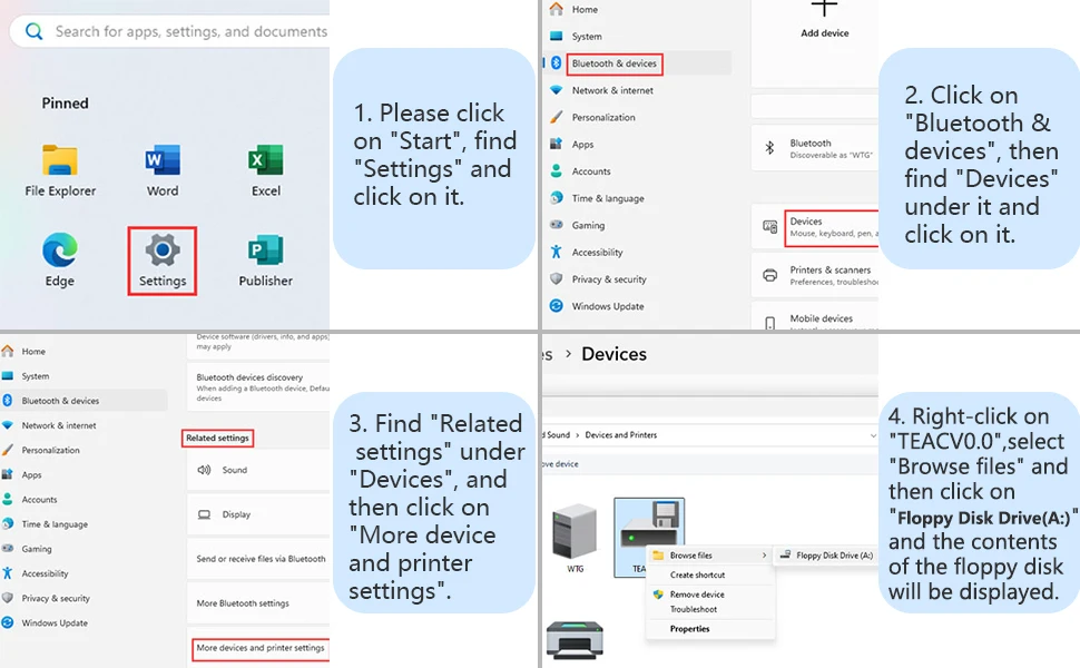 LJIAL USB-Disketten-Lesegerät, 3,5 Zoll tragbares externes 1,44 MB FDD-Diskettenlaufwerk für Windows 11/10/8/7/XP/Vista PC Laptop Mac – Detail 5