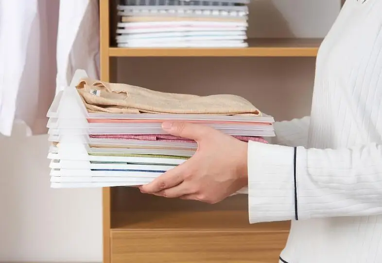 5 قطعة رجل كسول الملابس السريعة أضعاف مجلس الملابس منظمة نظام قميص مجلد السفر خزانة درج المكدس المنزلية موافق 1114