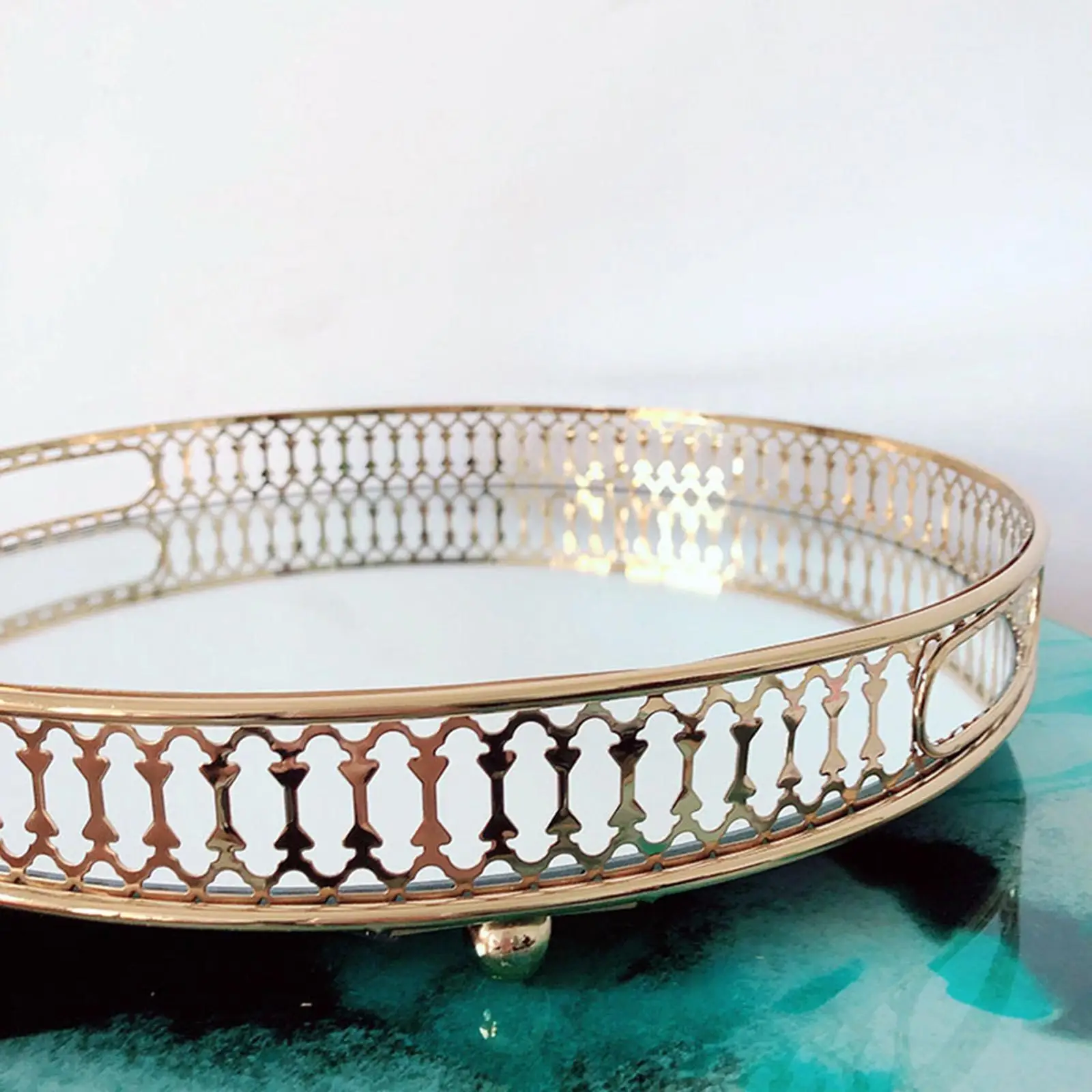 Crystal Tray Round Makeup Organizer Dessert Serving Plate Home Decoration