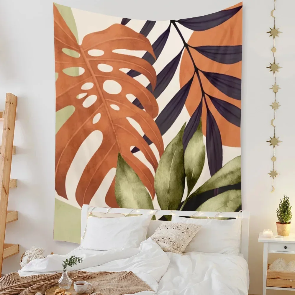 

Tapestry Beach Bedroom Decor Background Leaves Sun Wall Hanging Tropical Plants Room tapestry wall hanging room decoration