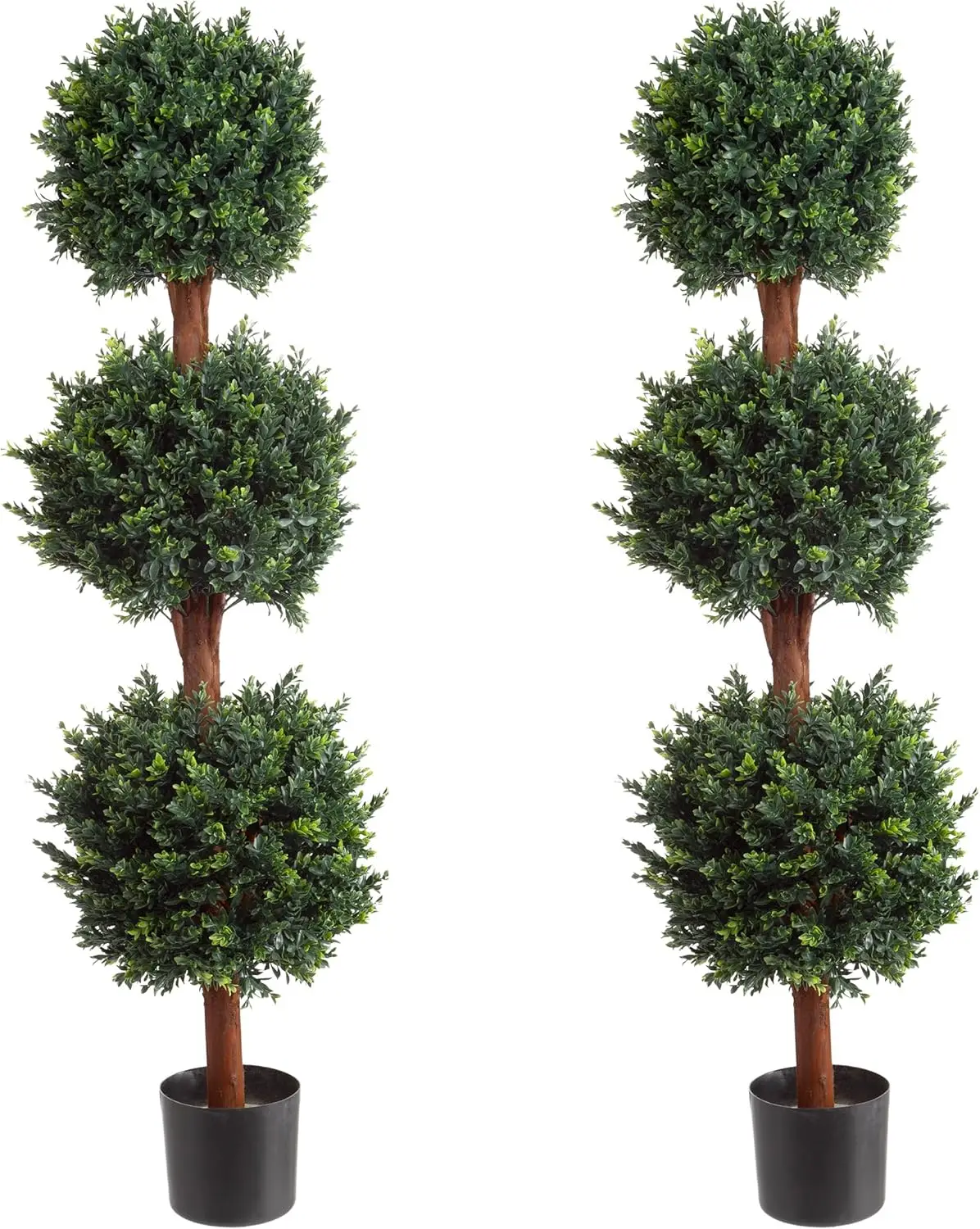 

Set of 2 Artificial Trees - 5FT Hedyotis Topiary Fake Plants in Weighted Pots - Faux Plants for Indoor Display or Front Porch