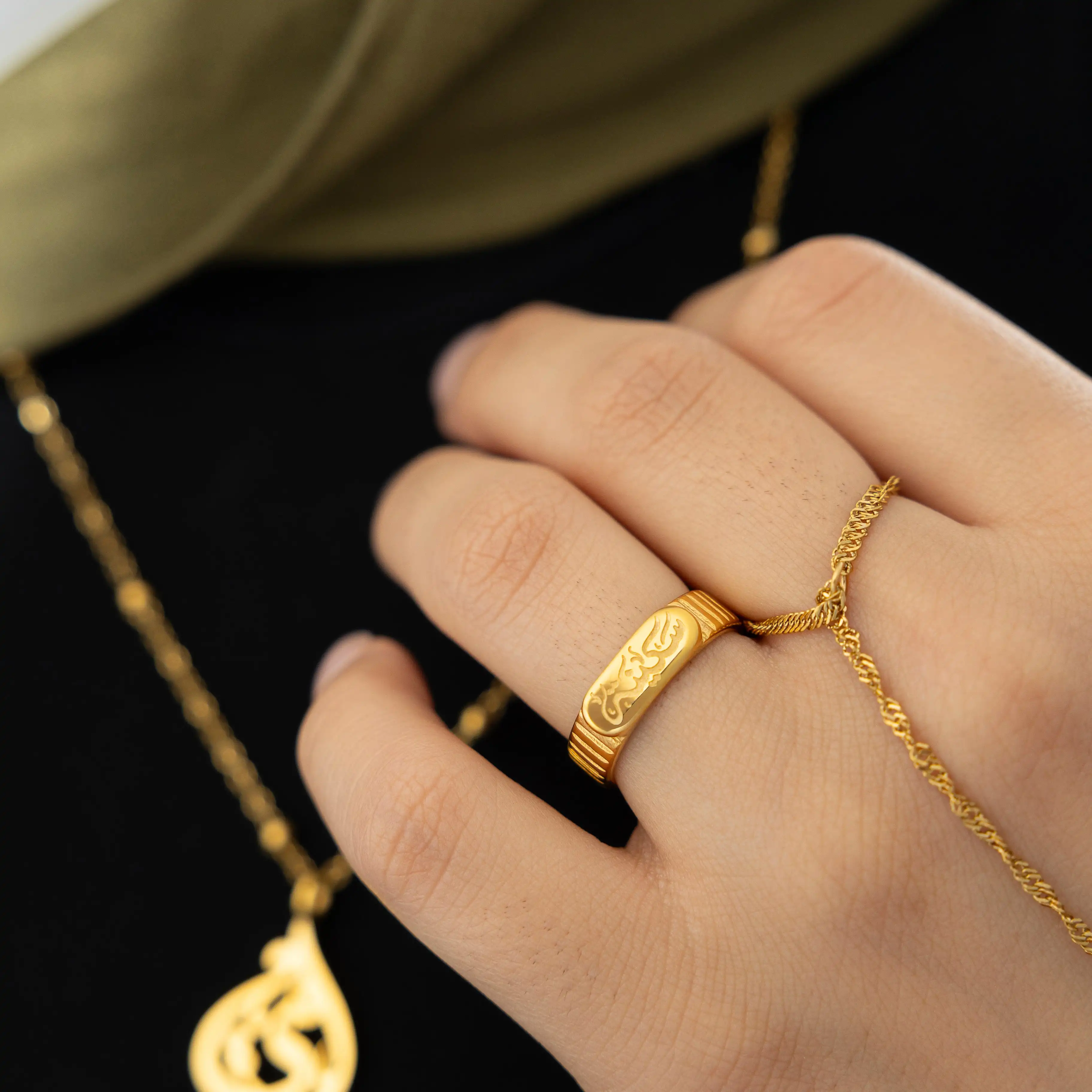 Ramadan 2025 Islamic Arabic Calligraphy Ring Sakinah Serenity Waterproof  Unisex Amulet Jewelry Gift for Her Him