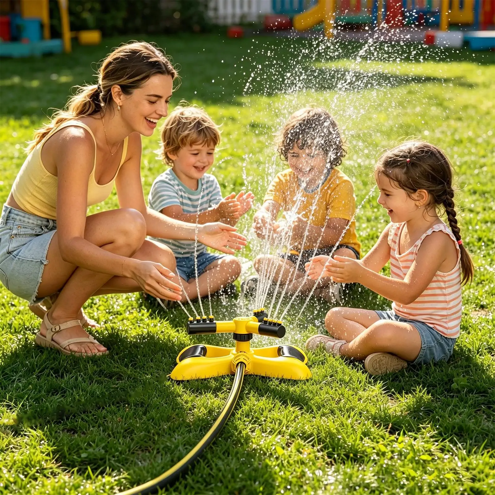 Sprinklers For Yard 360 Degree Rotating 3-arm Automatic Adjustable Sprayer Garden Hose Sprinkler For Irrigation Backyard Garden