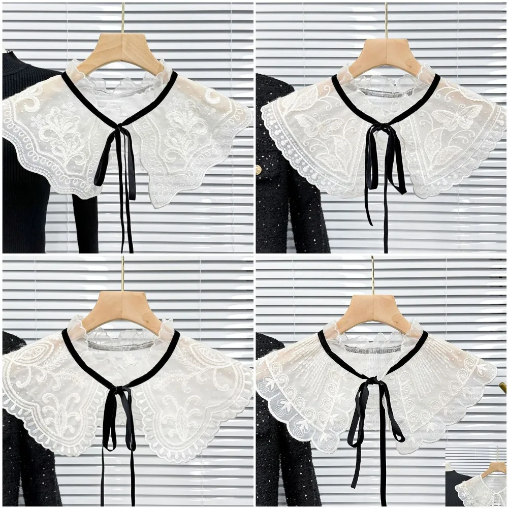 

Fashion Embroidery Women's Lace Collar Clothing Accessories Lace Up Shawl Cloak Fake False Collars Fake Collar