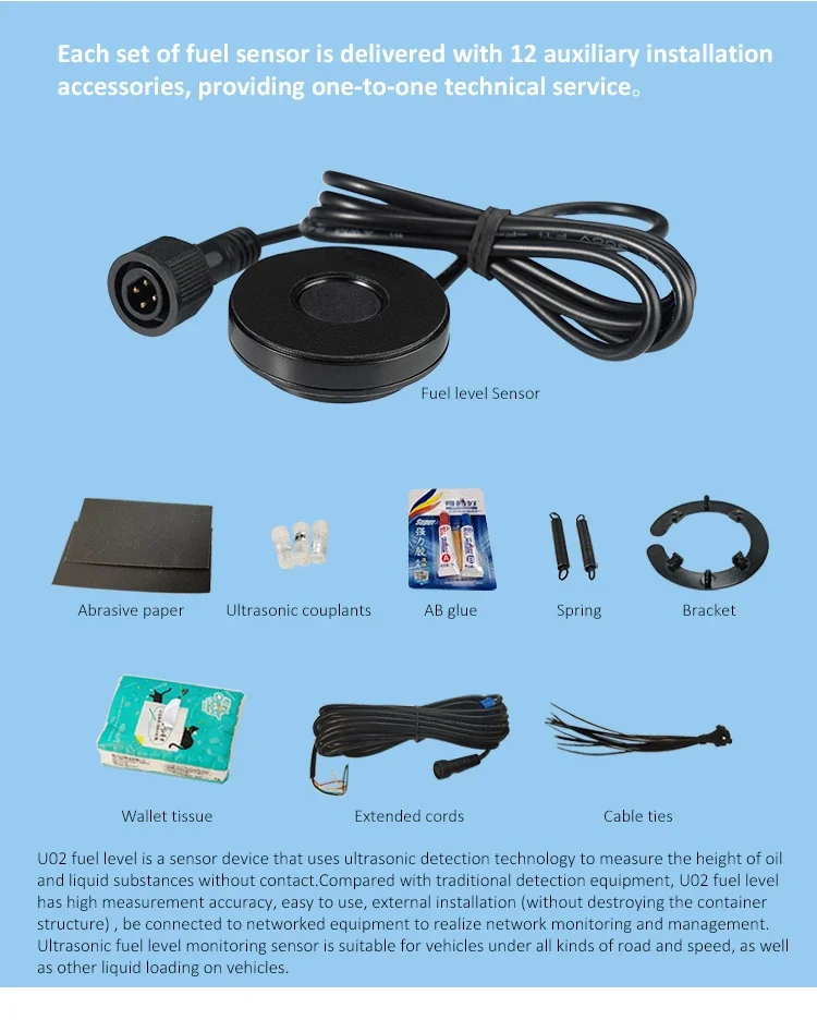 Non-Contact Ultrasonic Moving Fuel Oil Diesel Liquid Gas Tank Fleet Monitoring Level Sensor Ranging Triggered Externally