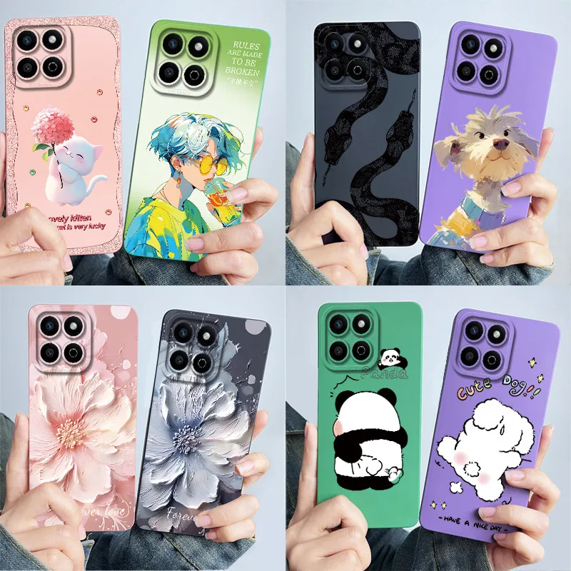 For Honor X7C Capa 200 Smart Phone Case Play 60 Plus ALT-AN00 Soft Silicone Funda Sweet Painted Cartoon Flower Printed Cover