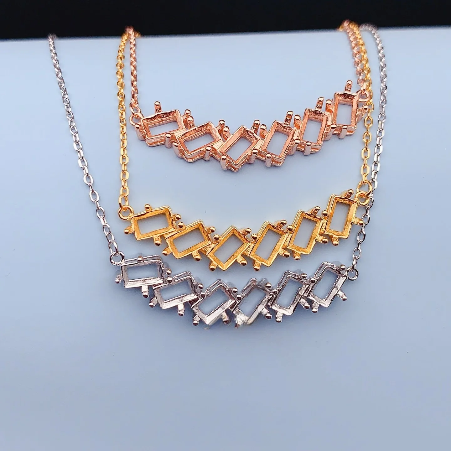 

MeiBaPJ Inlay Square 3*5mmx6 Pieces S925 Pure Silver Exquisite Necklace&Pendant Setting Empty Women Fine Charm Jewelry Wholesale