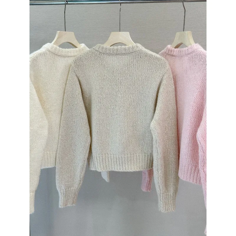 Cardigan feito à mão bordado, bordado, de malha, jaqueta suave estilo estrela, Coreia do Sul Dongdaemun 2025 Novo