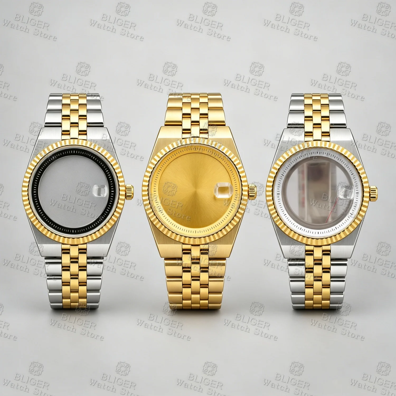 

BLIGER 36mm 40mm Two Tone Watch Case Sapphire Glass Fits NH35 36 ETA2824 PT5000 Movement For Land-Dwelle Watch Replacement Parts