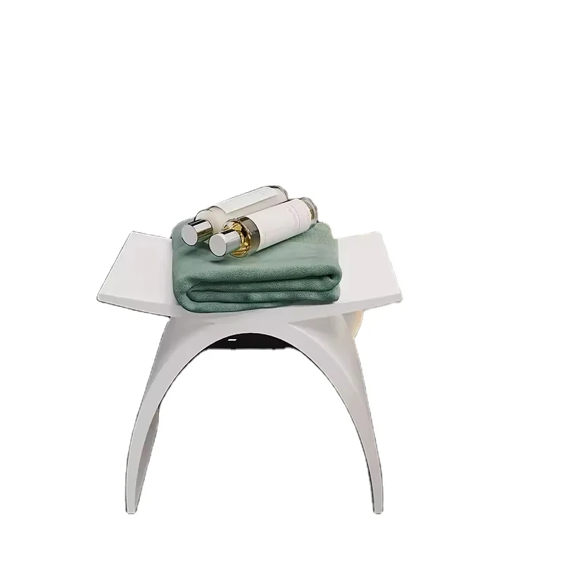 Modern Design Solid Surface Artificial Stone Shower Stool White Black Bath Bench Seat Bathroom Accessory Chair for Your