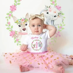 Personalised Birthday Baby Dress Outfit Girl 1-2y Short Sleeve Tutu Dresses Party Set Infant Toddler Girls Pink Newborn Costumes