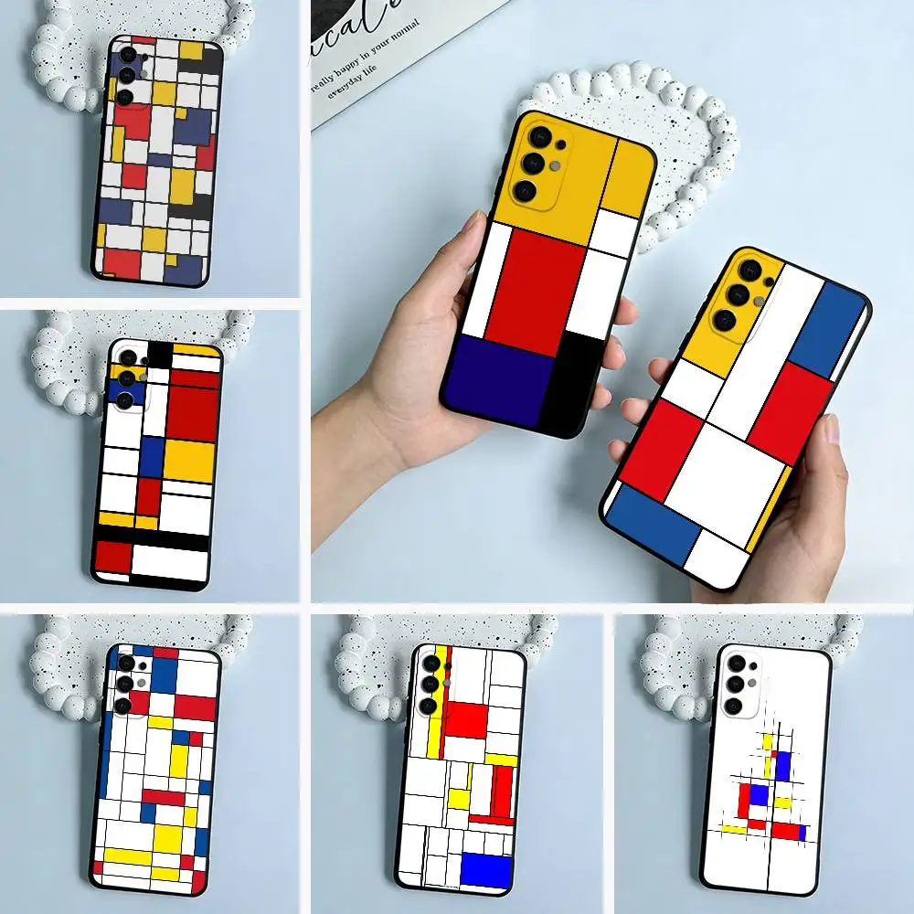 Art Pattern A-Abstract Piet Mondrian Phone Case For Samsung S25,S24,S21,S22,S23,S30,Ultra,S20,Plus,Fe,Lite,Black Soft Silicone