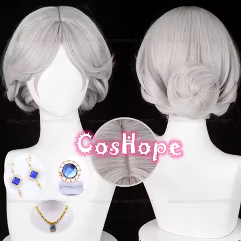 Bloody Queen Mary Cosplay Wig 43cm Warm Gray Wig Cosplay Anime Cosplay Wigs Heat Resistant Synthetic Wigs