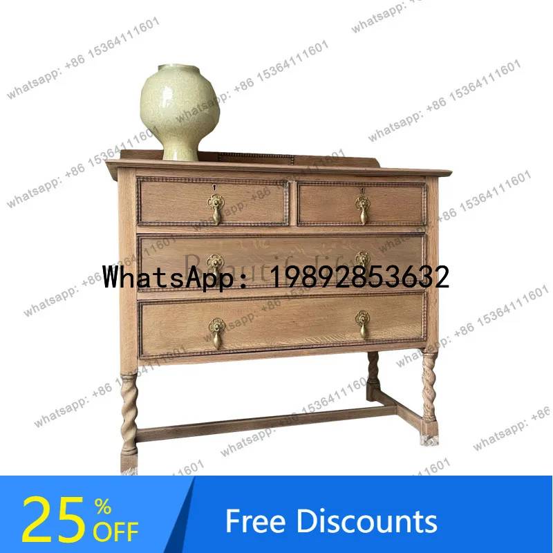 

HH American log style old chest cabinet integrated solid wood wall drawer storage side cabinet