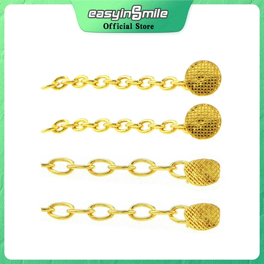 

2pcs/Pack Dental Orthodontic Lingual Traction Chain Round/Rectangular Mesh Base Button Golden Gold Plated