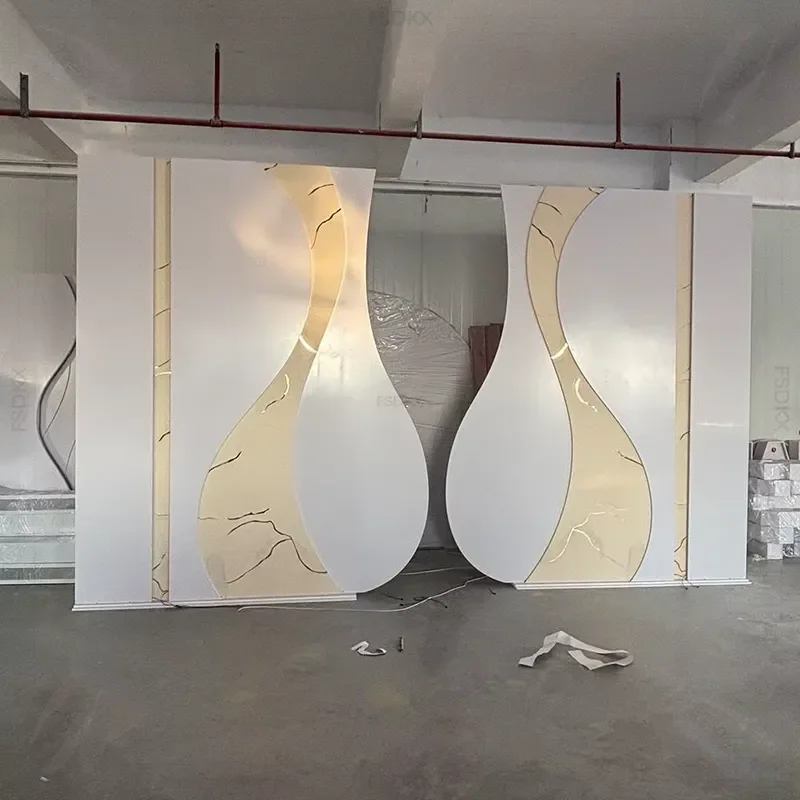 Large White Luminous Arch PVC Background Panel for Modern Event Wedding Stage Decor Elegant Ceremony Backdrop Decoration
