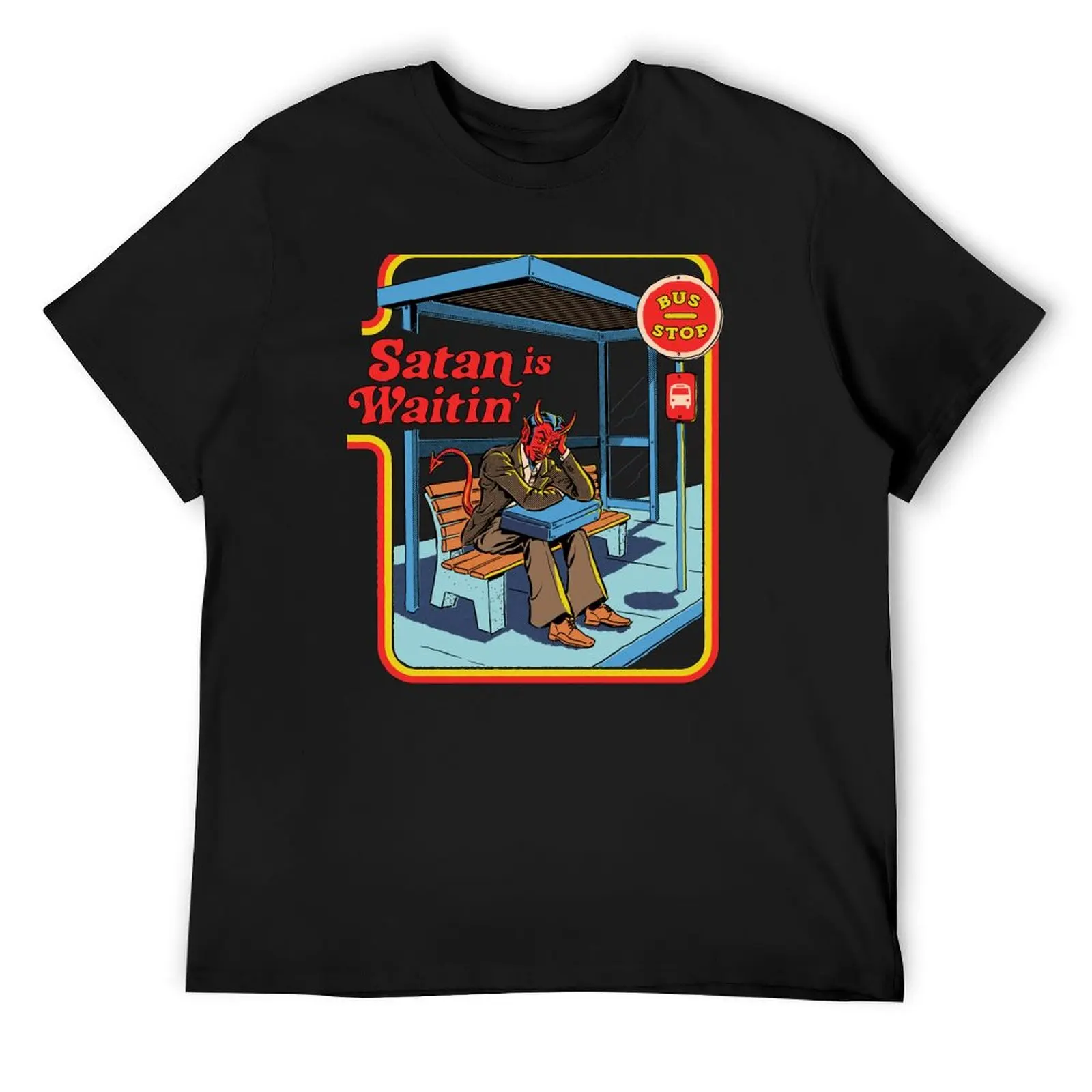 

Satan is Waitin' T-Shirt summer top rapper graphic tees T-shirts for men cotton