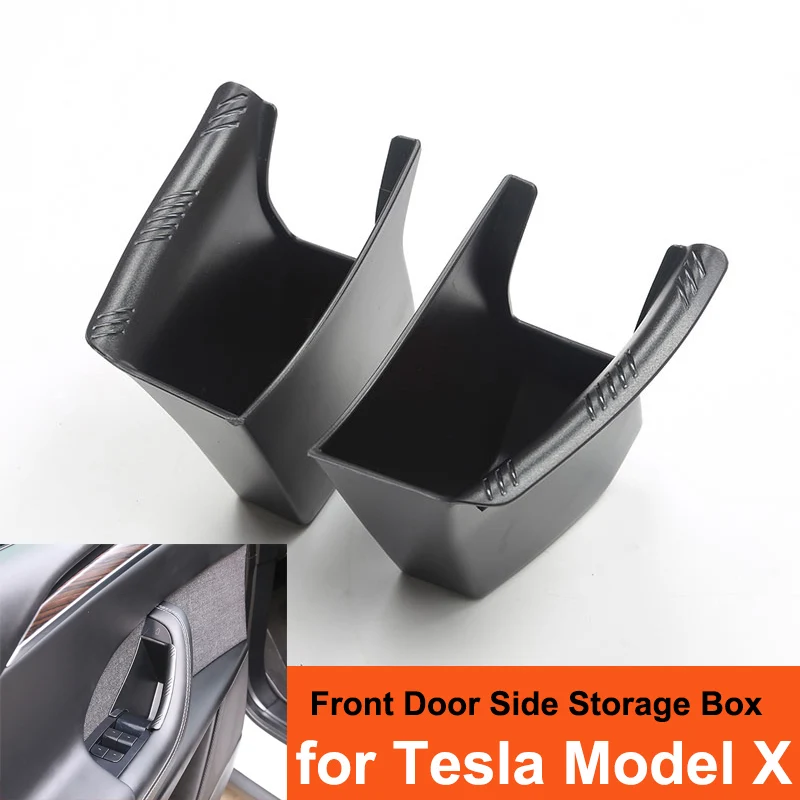 For Tesla Model X 2023 Interior Accessories Front Door Side Handle Storage Box Tray Hidden Organizer Phone Glasses Holder ModelX